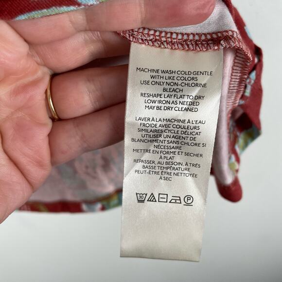 Free People Ginger Snap Floral Tank Top XL Red Brown Cinnamon Combo Sleeveless - Picture 12 of 12